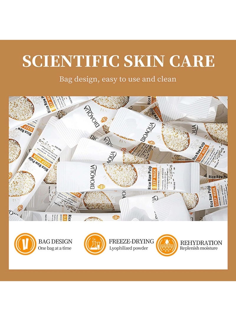20PCS Rice Face Sleeping Mask, Individually Packaged Hydrating Rice Raw Pulp Sleep Mask Overnight, Portable Smear Mask with Centella,Hydrates&Soothes Skin,Face Moisturizer Skin Care for Women