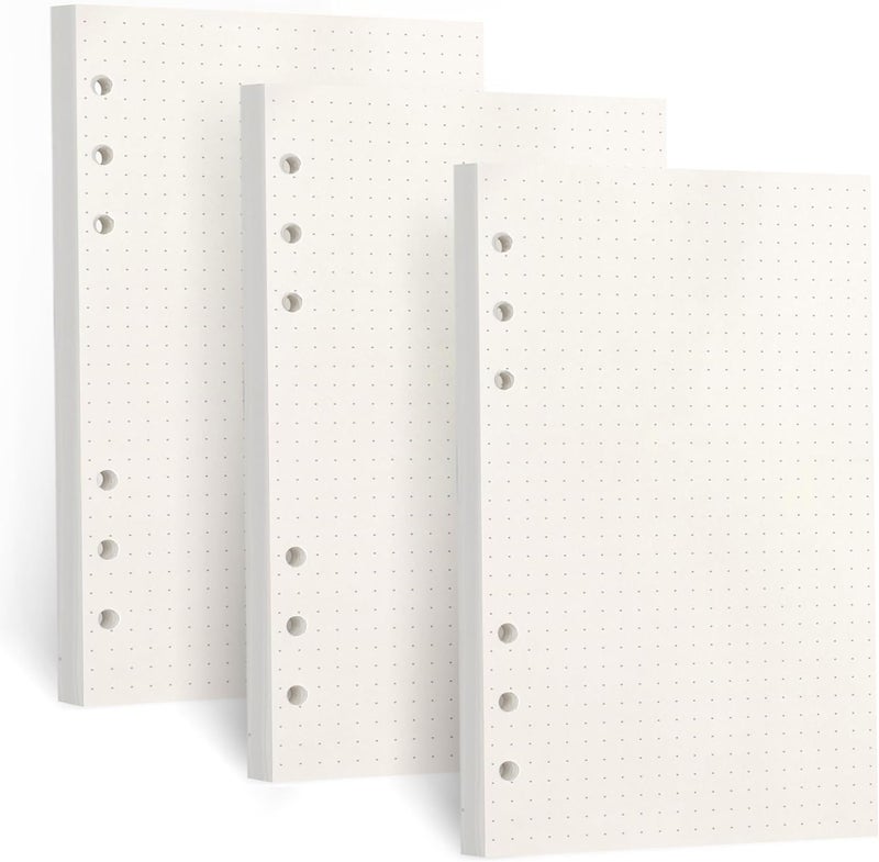 INNAXA A5 Refill Paper, [3 Pack] INNAXA 100GSM Thick Refillable Paper 6 Hole Filler Inserts (A5, Dotted Paper) - Image 1