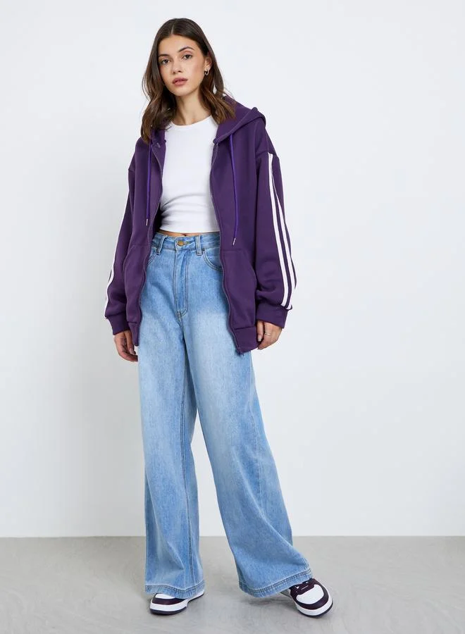 Take Two Take Two Purple Oversized Hooded Jacket