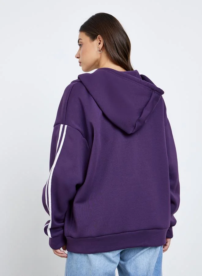 Take Two Take Two Purple Oversized Hooded Jacket