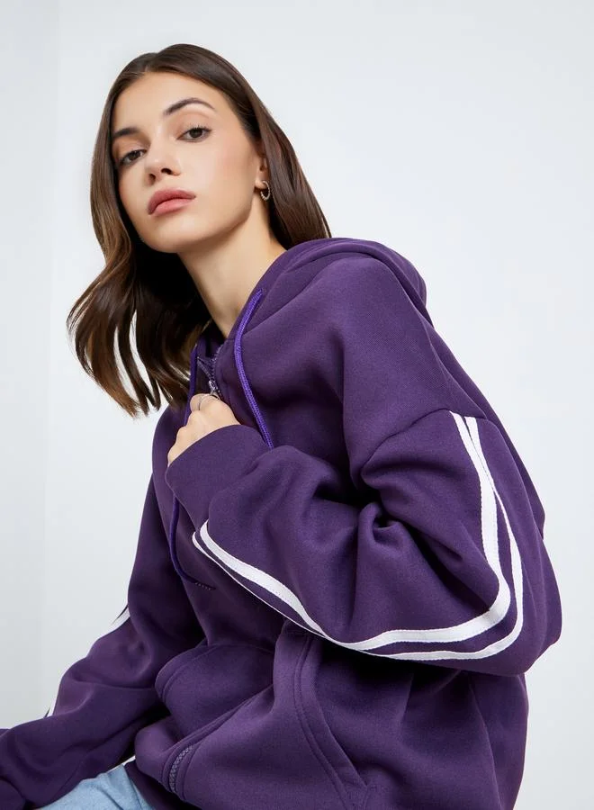 Take Two Take Two Purple Oversized Hooded Jacket