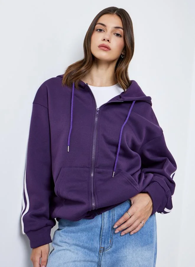 Take Two Take Two Purple Oversized Hooded Jacket
