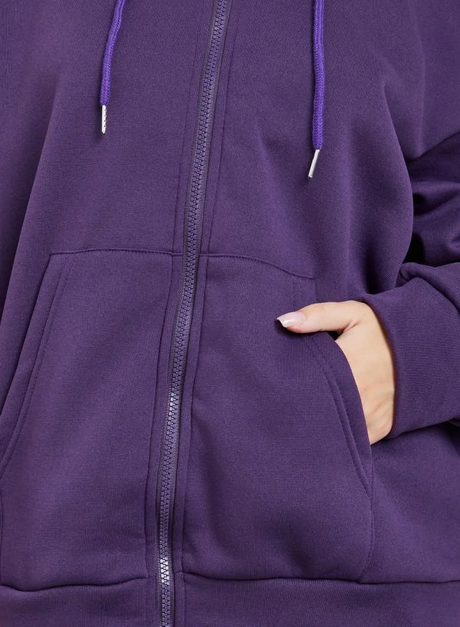 Take Two Take Two Purple Oversized Hooded Jacket