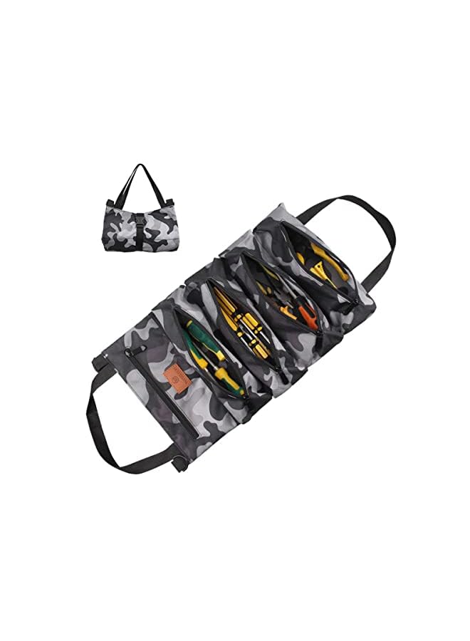 PROMASS Roll Bag, Storage Bag For Electrical Tools, Classified Storage Of Wrenches And Screwdrivers, Five Pockets, Roll Up Storage, Save Space (Camouflage Gray)  - Image 2