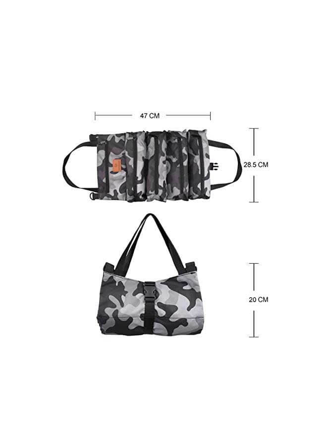 PROMASS Roll Bag, Storage Bag For Electrical Tools, Classified Storage Of Wrenches And Screwdrivers, Five Pockets, Roll Up Storage, Save Space (Camouflage Gray)  - Image 4