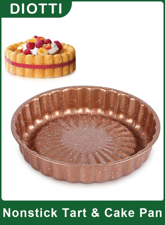 DIOTTI Round Nonstick Tart & Cake Pan, 25cm Quiche Baking Pan with Granite Coating, Die-Cast Aluminum Bakeware for Pies, Desserts & Charlotte Cakes - Image 1