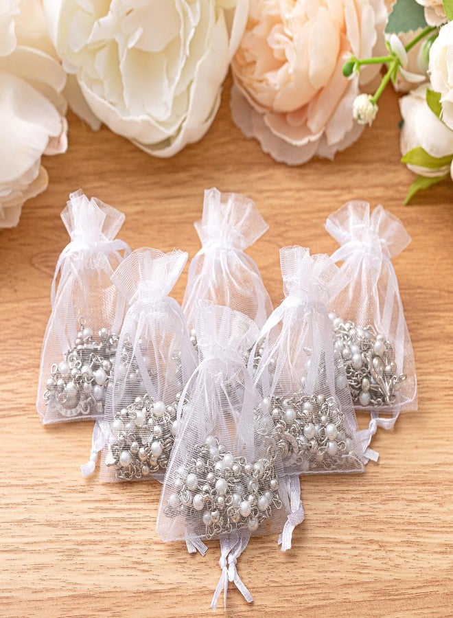 ROCEEI 24 Pcs Catholic Rosary Necklace 4 mm Glass Beads Rosary Favors Crucifix Prayer Rosaries with Faux Pearl with Heart Shaped Box and Organza Bag for First Communion Baptism (White) - Image 4
