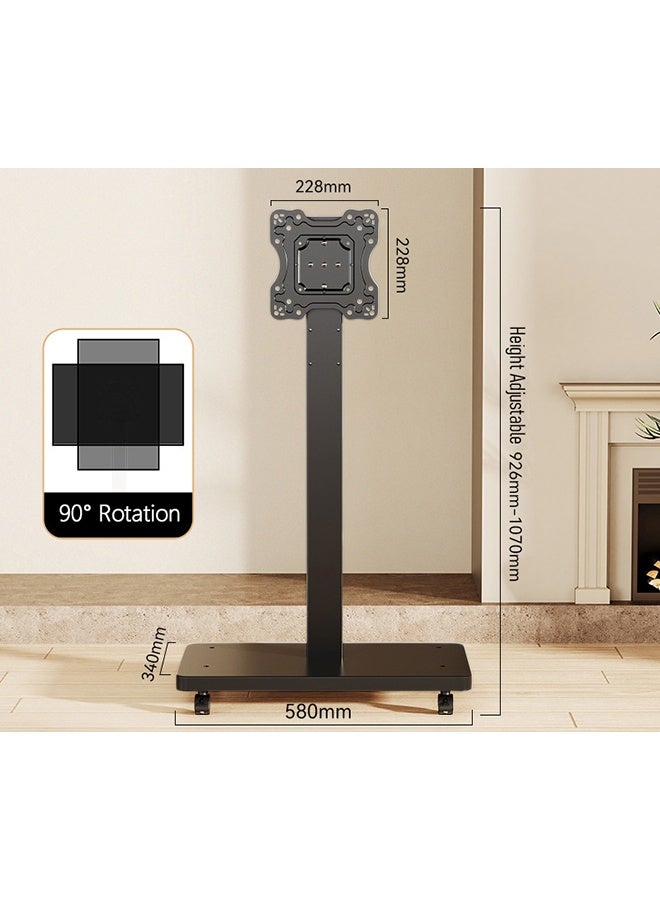 شو وو حامل تلفزيون، عربة تلفزيون متنقلة بعجلات لأجهزة تلفزيون LED ذات الشاشات المسطحة مقاس 10 إلى 43 بوصة، حامل تلفزيون مائل، حامل تلفزيون أرضي دوار قابل لضبط الارتفاع - Image 3