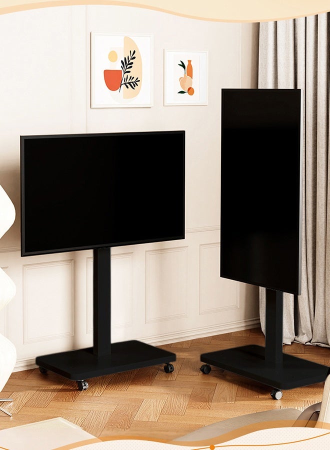 شو وو حامل تلفزيون، عربة تلفزيون متنقلة بعجلات لأجهزة تلفزيون LED ذات الشاشات المسطحة مقاس 10 إلى 43 بوصة، حامل تلفزيون مائل، حامل تلفزيون أرضي دوار قابل لضبط الارتفاع - Image 4