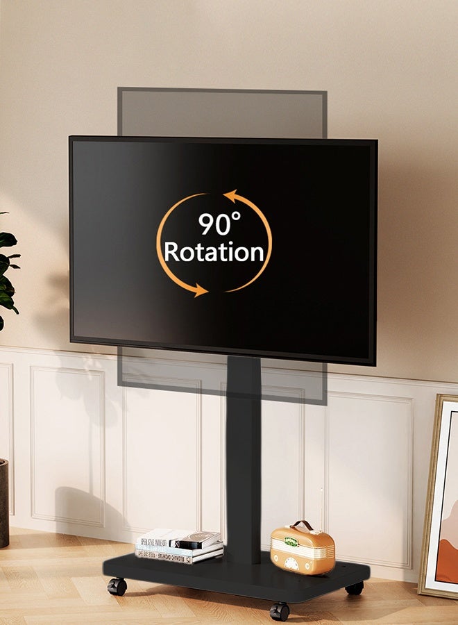 شو وو حامل تلفزيون، عربة تلفزيون متنقلة بعجلات لأجهزة تلفزيون LED ذات الشاشات المسطحة مقاس 10 إلى 43 بوصة، حامل تلفزيون مائل، حامل تلفزيون أرضي دوار قابل لضبط الارتفاع - Image 1