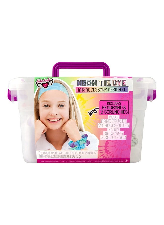 Fashion Angels - Tie Dye Kit Neon Tie Dye Hair Accessories Kit Non Toxic Dyes Complete Set With Scrunchies Headband Gloves Elastic Bands And Storage Bin - Image 1