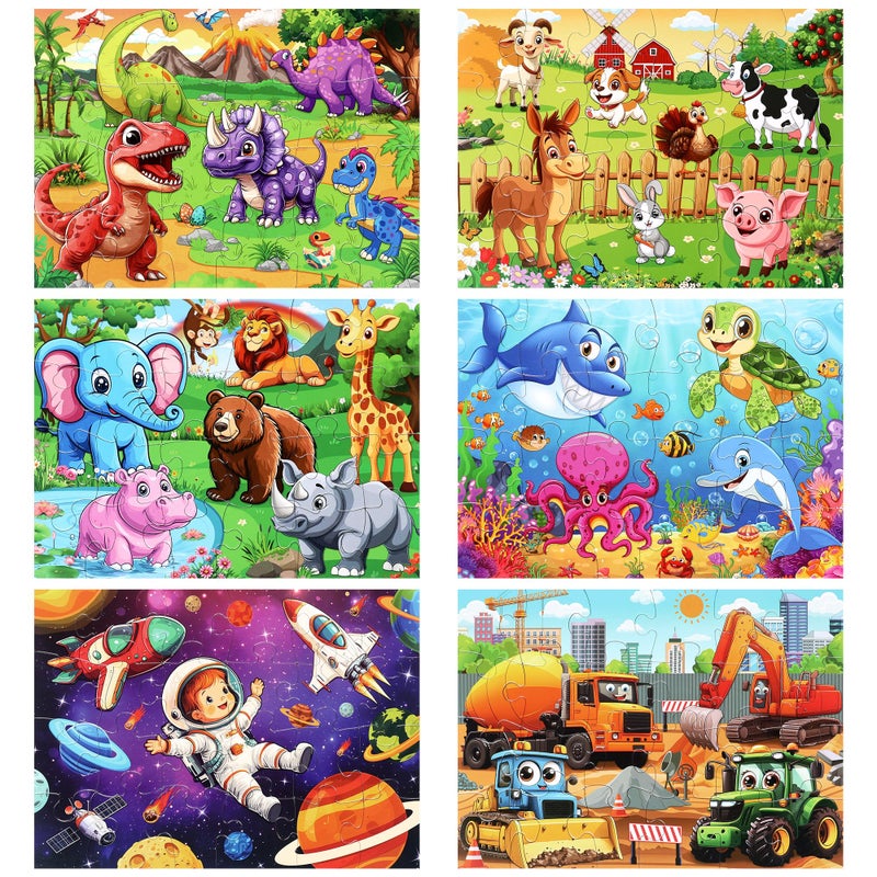 MZZOTOY 6 Packs Puzzles for Kids Ages 46 24 PCS Animals Dinosaurs Farms Vehicle Ocean Space Jigsaw Puzzles for Kids Ages 3548Preschool Educational Puzzles Toys Gifts for 3 4 5 6 Boys Girls - Image 3