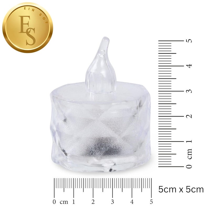 Ein Sof 12 Pcs Flameless and Smokeless Decorative Crystal Candles Transparent Acrylic Led Tea Light Candle for Decoration (12 Pieces, Yellow, 5 cm) - Image 3