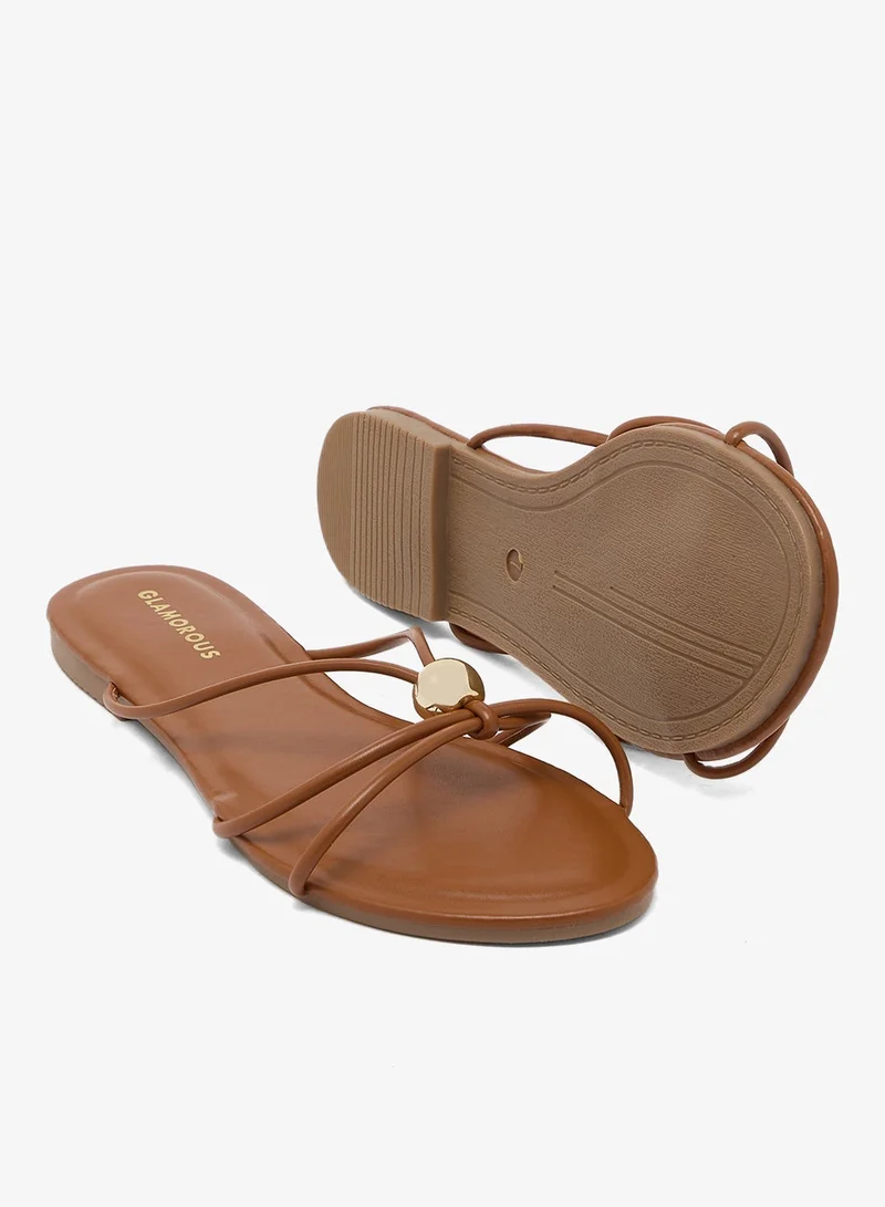 Glamorous BROWN Multi Straps Flat Sandals for Women | Best Price UAE