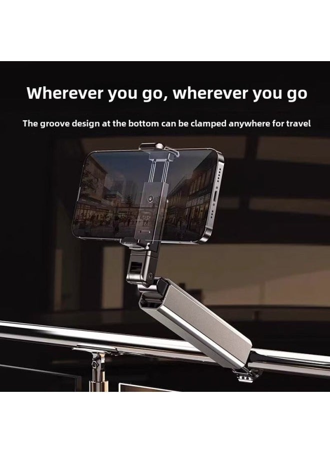 Aluminum Alloy Portable Foldable Mobile Phone Stand For Travel Home Use On Plane Or High Speed Train Retractable Rotatable Storage Clip Support-Color:-Deep Space Grey-[Metal Travel Bracket]] - Image 4