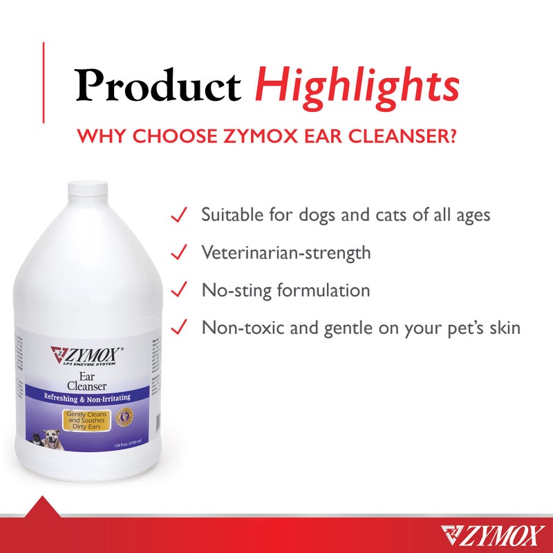 Zymox Ear Cleanser Solution for Dogs and Cats, 1 Gallon - Image 3