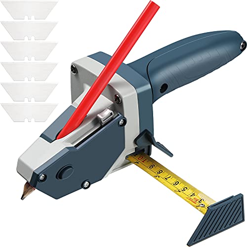Honoson Gypsum Board Cutting Tool Gypsum Board Cutter Multifunctional Woodworking Panel with Tape Measure Tool Kit Includes Cutter, Pencil and 5 Blades - Image 1