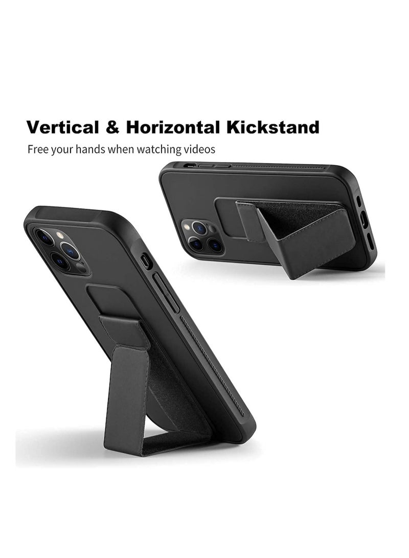 iPhone 13 pro 6.1" Case with Magnetic Stand & Holder, Premium Silicone Vertical & Horizontal Hand Strap and Grip and Multi Stand, Car Mount Kickstand Case Finger Strap Cover - Image 2