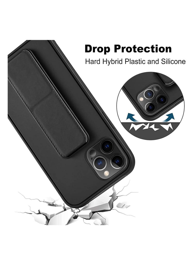 iPhone 13 pro 6.1" Case with Magnetic Stand & Holder, Premium Silicone Vertical & Horizontal Hand Strap and Grip and Multi Stand, Car Mount Kickstand Case Finger Strap Cover - Image 3