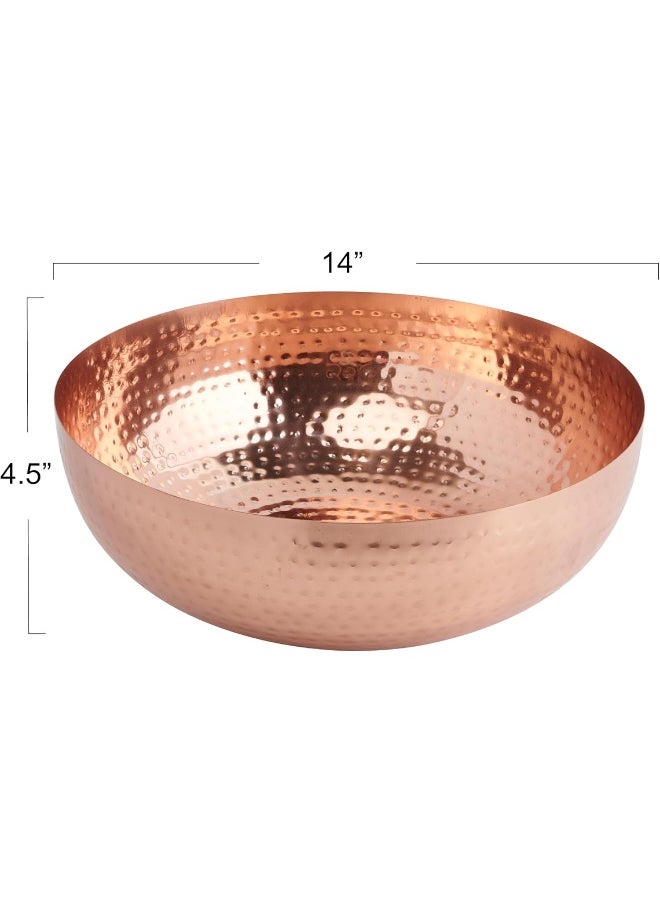 Creative Co-op Creative Co-Op Round Hammered Metal Bowl, Copper Finish  - Image 2