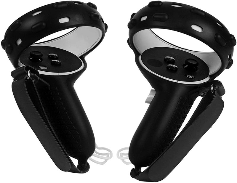 Careflection || Touch Controller Grip Cover for Oculus Quest 2,Soft Silicone Handle Grip Protective Sleeve Cover with Hand Strap for Oculus Quest 2 VR Handle Accessories (Black) - Image 1