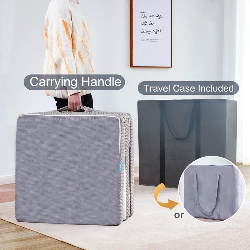 Kingfun Foldable Mattress 4 Inch Folding Mattress Tri-fold Gel Memory Foam Breathable with Storage Bag, Portable Floor Guest Bed Soft for Sleeping Camping, Gray, Twin Size - Image 3