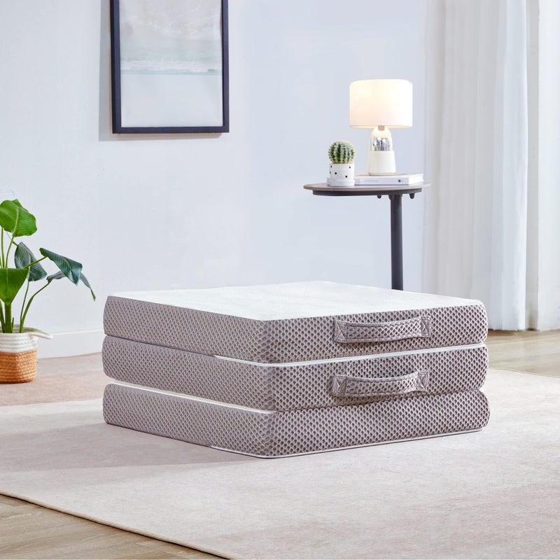 Kingfun Foldable Mattress 4 Inch Folding Mattress Tri-fold Gel Memory Foam Breathable with Storage Bag, Portable Floor Guest Bed Soft for Sleeping Camping, Gray, Twin Size - Image 4