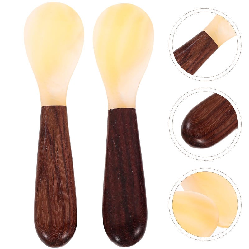 Uonlytech 2 Pieces Caviar Spoons With Ebony Wood Handle For Home Dining And Entertaining Random Color - Image 5