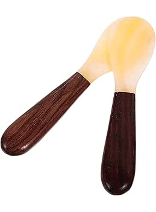 Uonlytech 2 Pieces Caviar Spoons With Ebony Wood Handle For Home Dining And Entertaining Random Color - Image 1