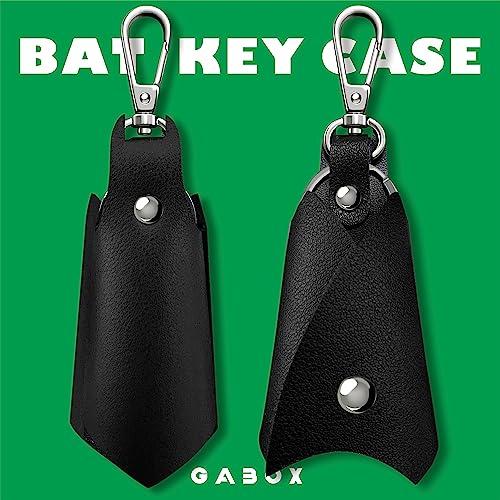 GABOX Black Bat Leather Keychain Car Key Fob EDC Key Chain Case Accessories with Key Ring Clip, Snap Closure, for Men Women Boyfriend - Image 4