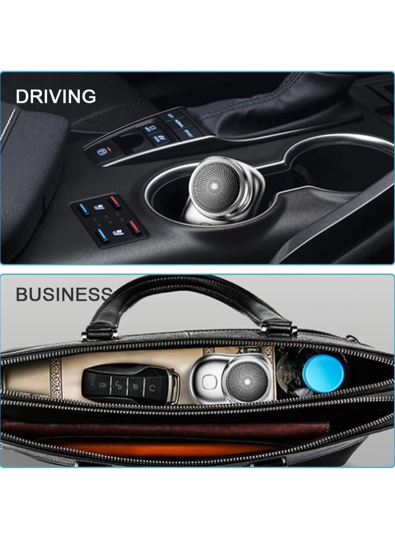 Mini Electric Shaver, Portable Men Electric Shaver USB Rechargeable Men Grooming Razor, Pocket Size Mini Shaver Washable for Travel (Silver) - Image 4