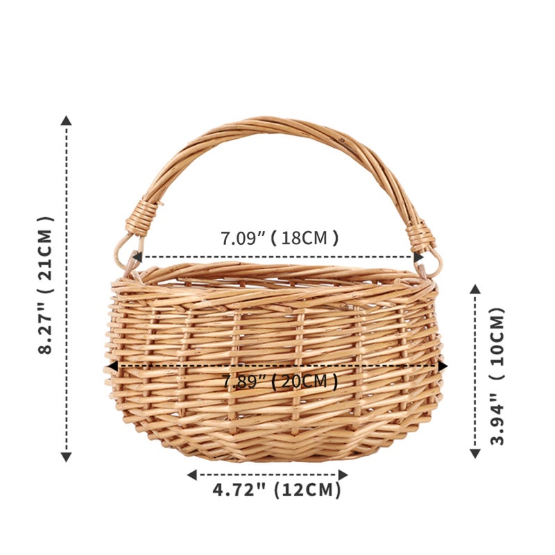 SHCMSADO Small Gift Wicker Picnic Basket with Handle,Willow Flower Girl Basket for Weddingsï¼ŒGarden and Home Decor -Wicker Storage Basket-Natural - Image 3