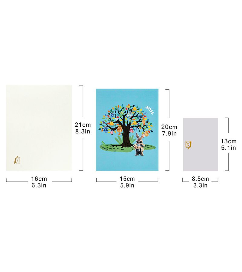 3D Easter Egg Tree Pop Up Card Bunny Greeting With Envelope - Image 3