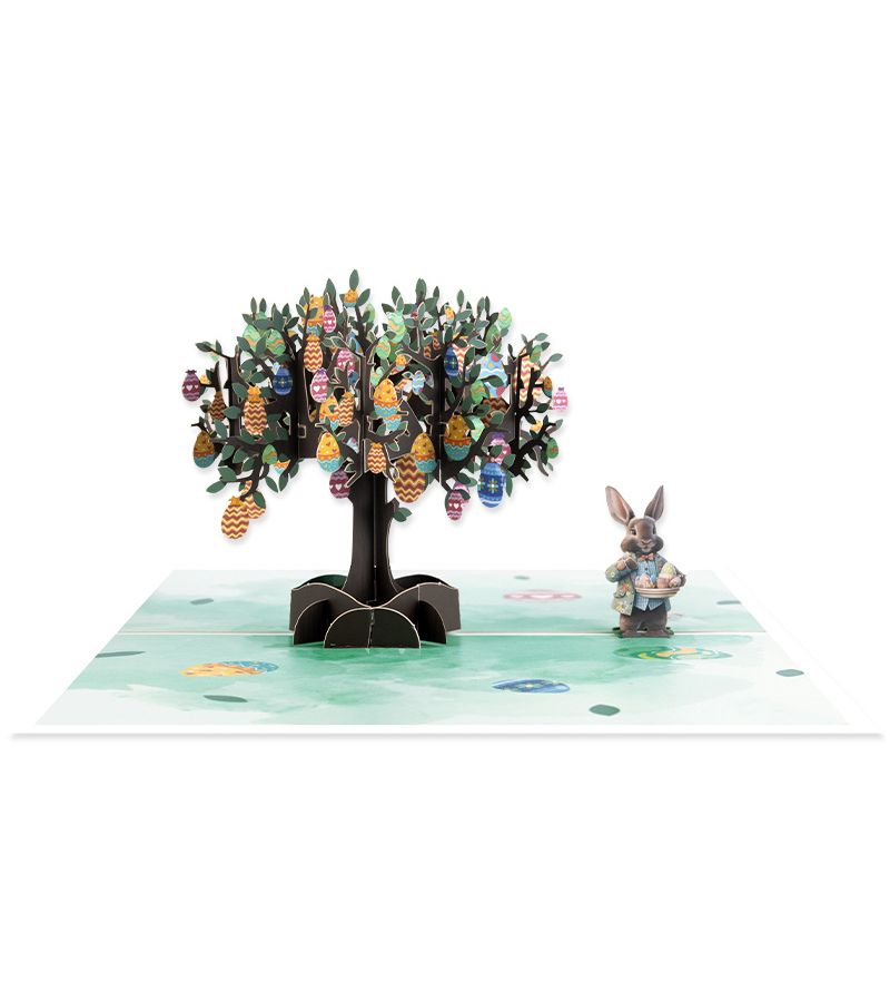 3D Easter Egg Tree Pop Up Card Bunny Greeting With Envelope - Image 5