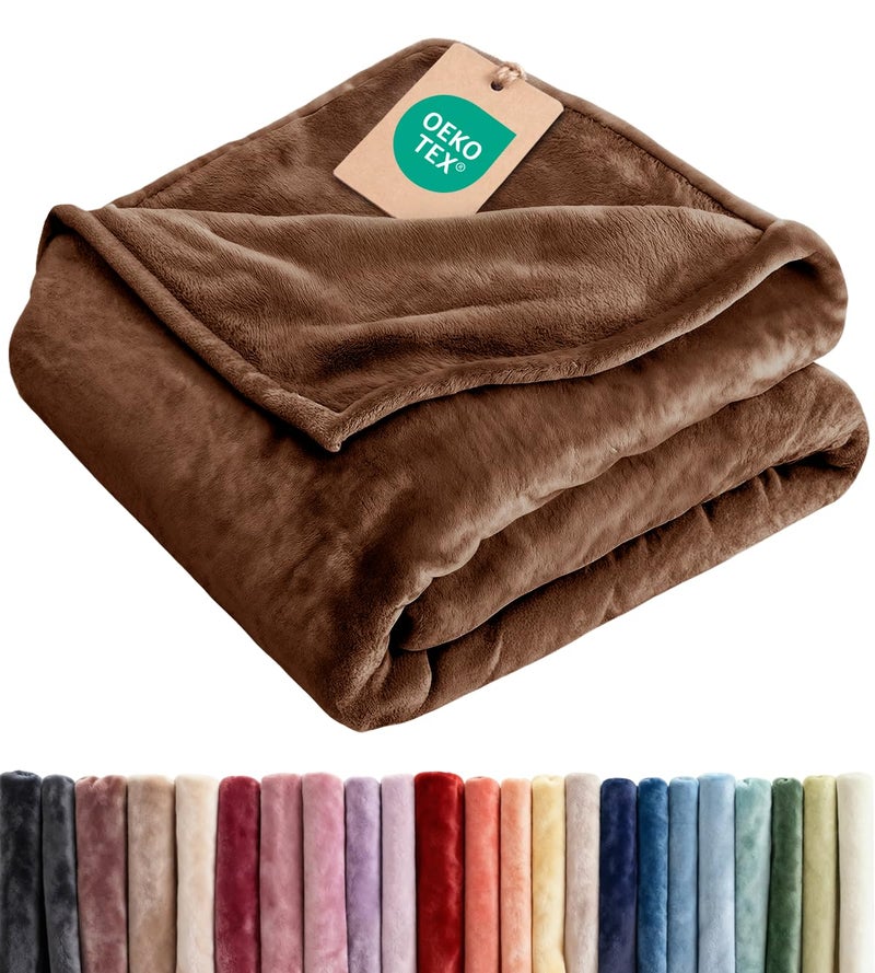 CGK Unlimited Ultra Soft Fleece Blanket Twin Size Flannel Fleece Luxury Twin Blanket Lightweight for Couch Bed Chair Thick Warm and Breathable All Season Cozy Fuzzy AntiStatic Microplush Bedding Brown - Image 2