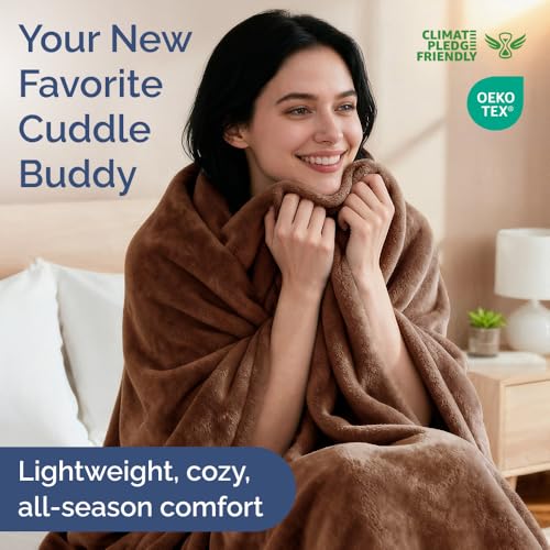 CGK Unlimited Ultra Soft Fleece Blanket Twin Size Flannel Fleece Luxury Twin Blanket Lightweight for Couch Bed Chair Thick Warm and Breathable All Season Cozy Fuzzy AntiStatic Microplush Bedding Brown - Image 3