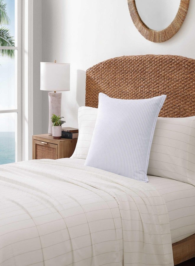 Tommy Bahama - Euro Sham, 100% Soft Cotton Decorative Pillow Cover, Pillowcase with Self Flange & Envelope Closure (Orchid Bay Stripe Blue) - Image 2