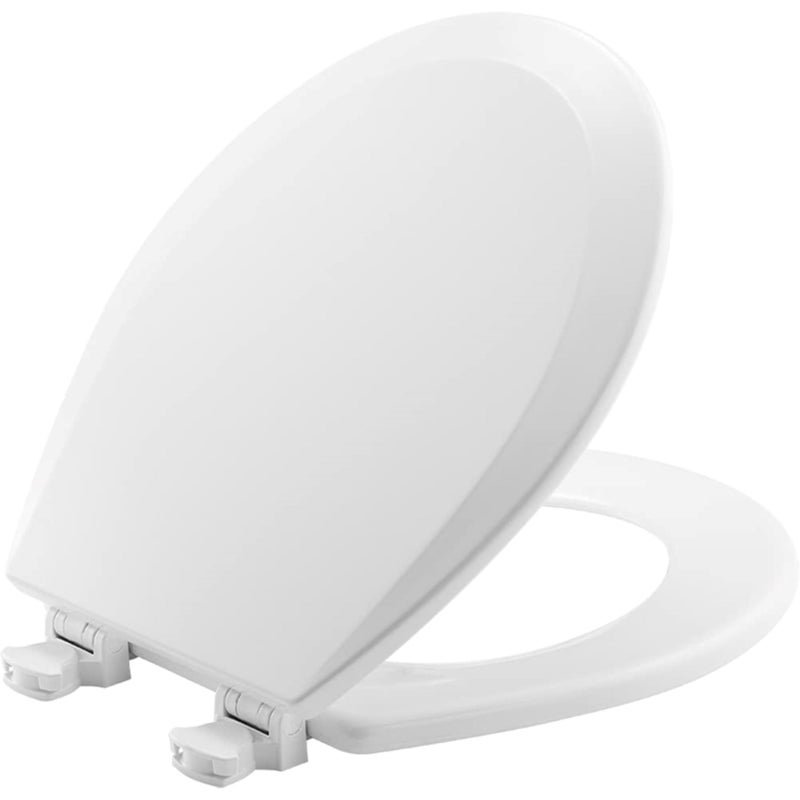 Bemis 500EC Durable Wood Toilet Seat with Easy Clean Hinges Made in USA Round White