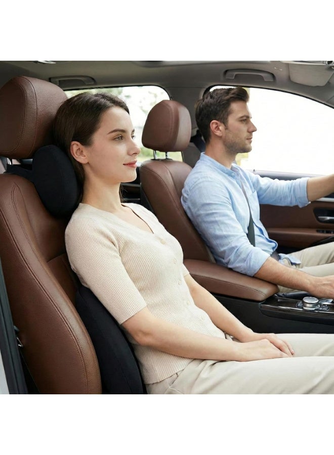 Imoaka Car Headrest and Lumbar Support Pillow Set, Premium Yungan Memory Cotton, Universal Fit with Adjustable Straps, Black, Model IK:24000 - Image 2