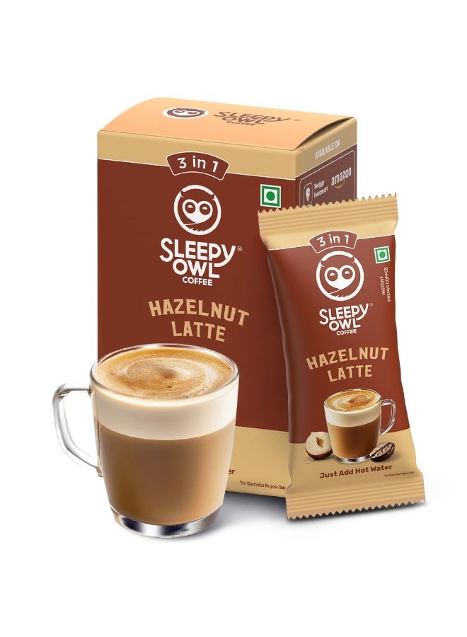 Sleepy Owl Hazelnut Latte Instant Coffee Premix Sachets | 3 in 1 Coffee Sachet | Frothy & Creamy Cafe-Style Coffee at Home | All-in-One Premix Coffee Sachet – Just Add Hot Water | 100g (5 x 20g) - Image 1