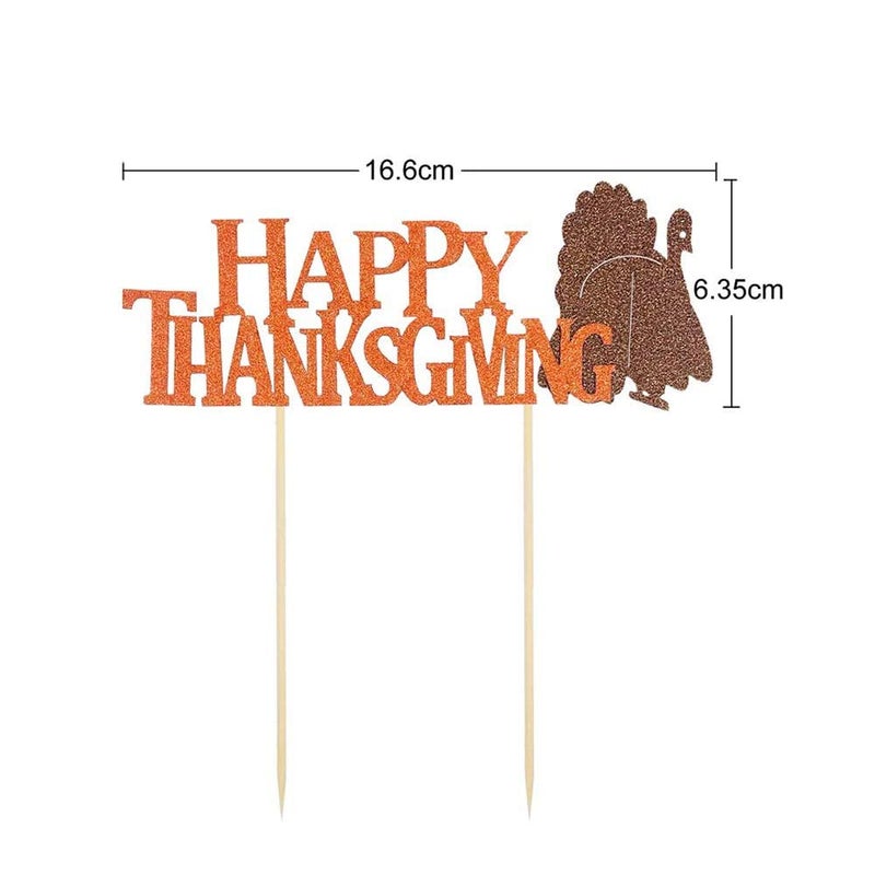 BinaryABC Happy Thanksgiving Cake Topper Cake Picks Thanksgiving Cake Decorations Party Supplies  Fall Themed Party Decoration 5Pcs - Image 2