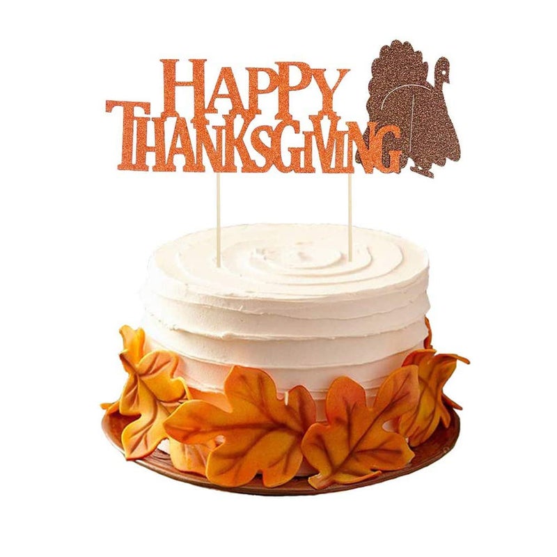 BinaryABC Happy Thanksgiving Cake Topper Cake Picks Thanksgiving Cake Decorations Party Supplies  Fall Themed Party Decoration 5Pcs - Image 4