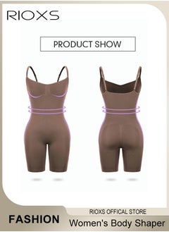 RIOXS Womens Shapewear, Waist Trainer Bodysuit For Women, Tummy Control Shapewear, Ladies Round Neck Bodysuit, Sculpting Shaper Tank Top Bodysuits, Snatched Waist Body Suit, Full Body Shaper  - Image 5