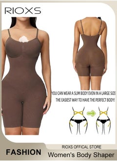 RIOXS Womens Shapewear, Waist Trainer Bodysuit For Women, Tummy Control Shapewear, Ladies Round Neck Bodysuit, Sculpting Shaper Tank Top Bodysuits, Snatched Waist Body Suit, Full Body Shaper  - Image 2