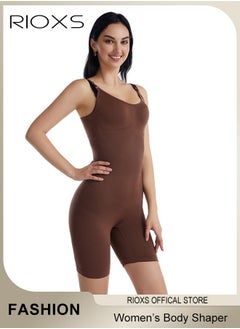 RIOXS Womens Shapewear, Waist Trainer Bodysuit For Women, Tummy Control Shapewear, Ladies Round Neck Bodysuit, Sculpting Shaper Tank Top Bodysuits, Snatched Waist Body Suit, Full Body Shaper  - Image 4