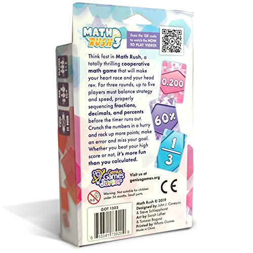 Genius Games Math Rush 3 Fractions Decimals Percentages A Cooperative TimeBased Math Flash Card Game for Kids Students and Families Fun Engaging STEM Game for Math Class or Family Game Night - Image 5