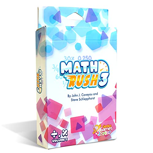 Genius Games Math Rush 3 Fractions Decimals Percentages A Cooperative TimeBased Math Flash Card Game for Kids Students and Families Fun Engaging STEM Game for Math Class or Family Game Night - Image 1
