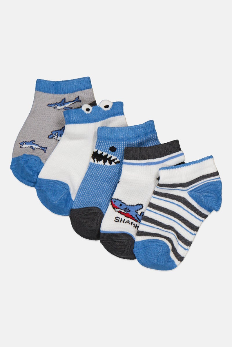 Joe Boxer Kids Boy 5 Pairs Graphic Print Ankle Socks, Multicolor - Image 1