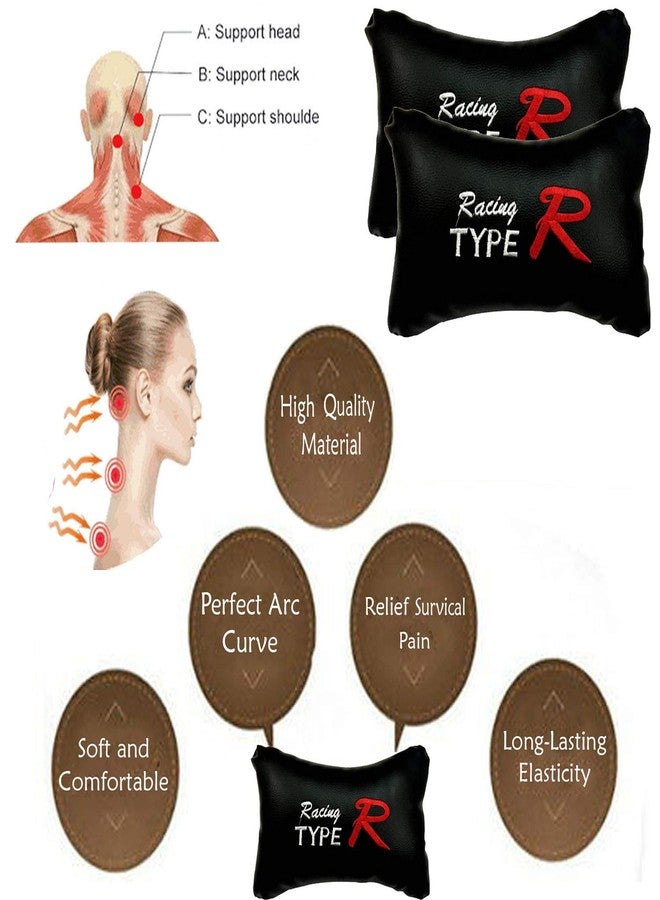 PulGos Black Universal Neck Rest Pillow Faux Leather Material in Type R Design for All Cars_650 - Image 3