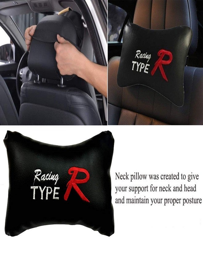 PulGos Black Universal Neck Rest Pillow Faux Leather Material in Type R Design for All Cars_650 - Image 5